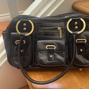Black leather charles david shoulder bag